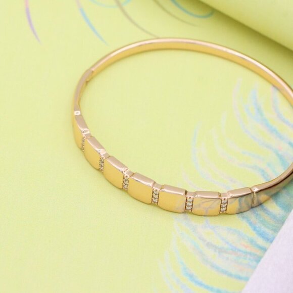 Elegant Rose Gold Bangle with Geometric Link Detailing, XPBL0583 - Picture 4 of 12